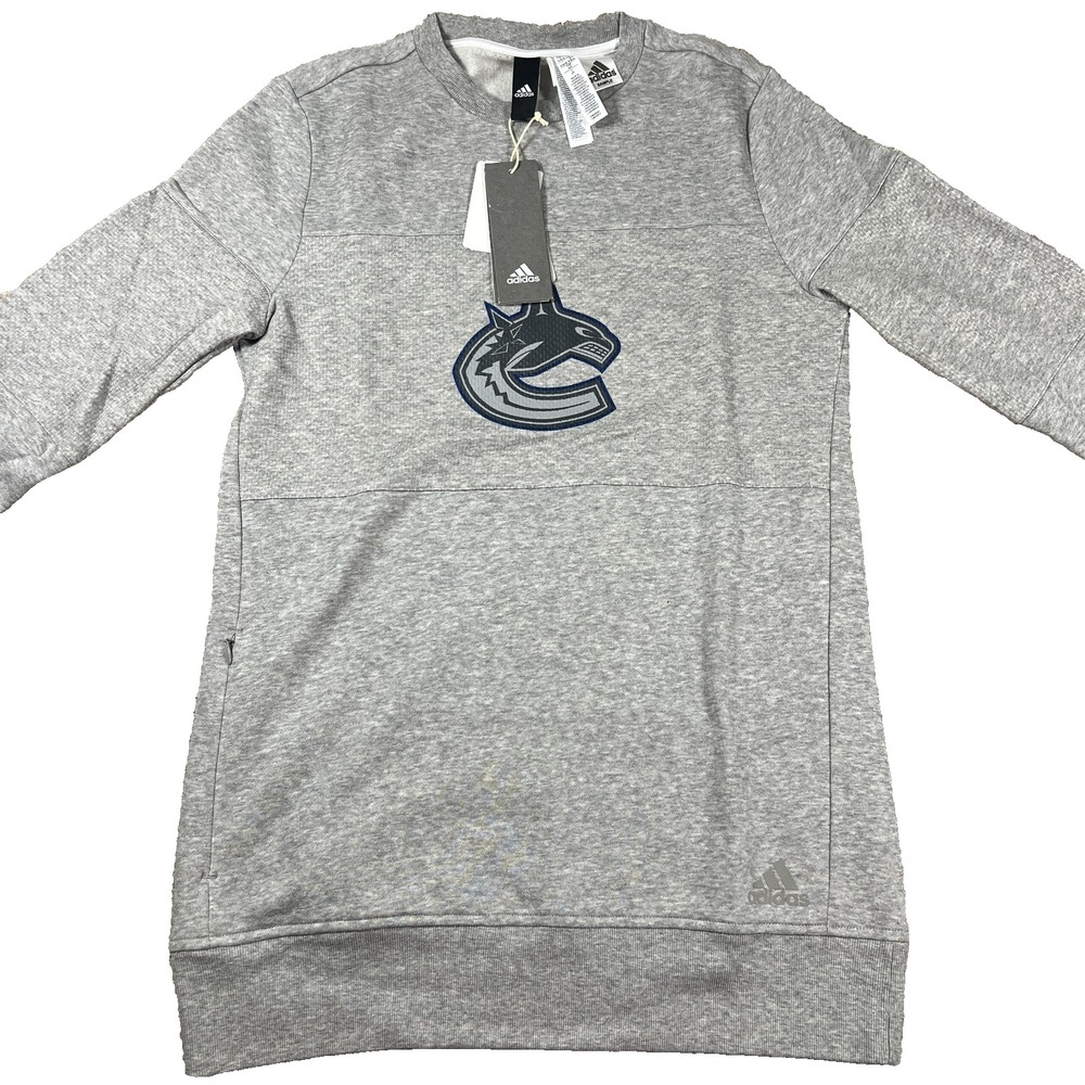 Adidas Womens‎ Small Gray Pullover Vancouver Canucks NHL Hockey Sweatshirt NWT